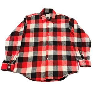 Vintage Golden Key Men's Size XL Red Black White Check Button Down Flannel Shirt